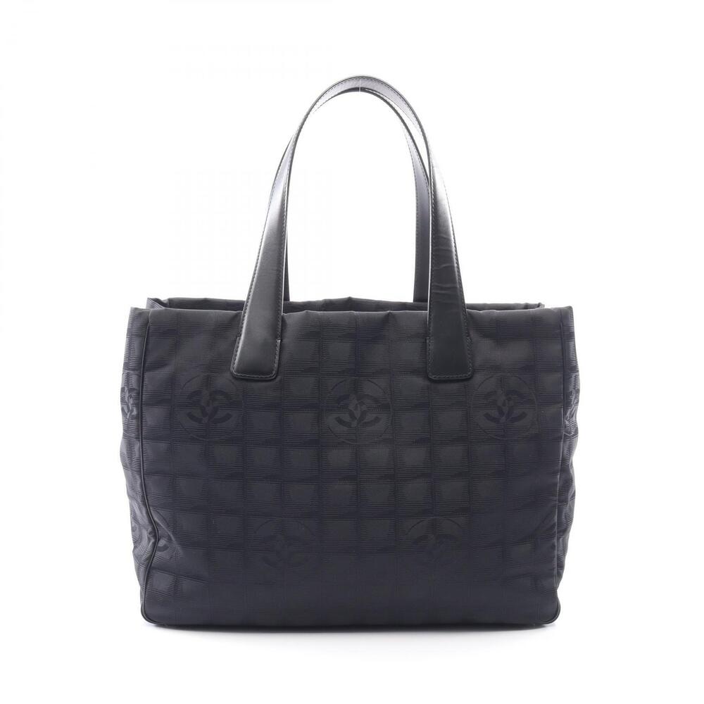 Chanel Travel Tote Bag Leather Canvas Black